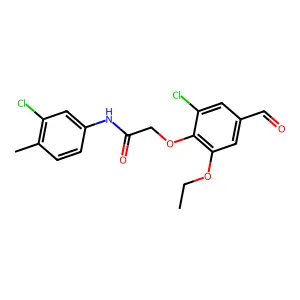 2-(2-chloro-6-ethoxy-4-formylphenoxy)-N-(3-chloro-4-methylphenyl)acetamide structure