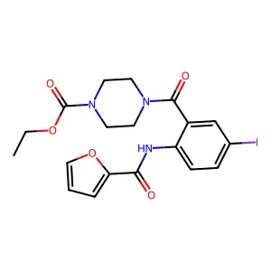 Ethyl 4-[2-(2-furoylamino)-5-iodobenzoyl]-1-piperazinecarboxylate structure