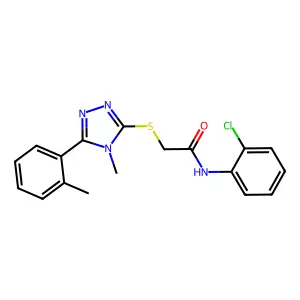 N-(2-chlorophenyl)-2-[[4-methyl-5-(2-methylphenyl)-1,2,4-triazol-3-yl]sulfanyl]acetamide structure
