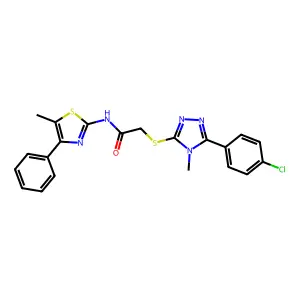 2-[[5-(4-chlorophenyl)-4-methyl-1,2,4-triazol-3-yl]sulfanyl]-N-(5-methyl-4-phenyl-1,3-thiazol-2-yl)acetamide structure