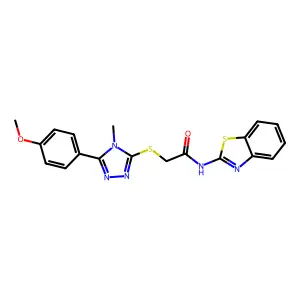 N-(1,3-benzothiazol-2-yl)-2-[[5-(4-methoxyphenyl)-4-methyl-1,2,4-triazol-3-yl]sulfanyl]acetamide structure