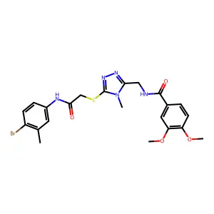 N-[[5-[2-(4-bromo-3-methylanilino)-2-oxoethyl]sulfanyl-4-methyl-1,2,4-triazol-3-yl]methyl]-3,4-dimethoxybenzamide structure