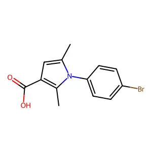 1-(4-bromophenyl)-2,5-dimethyl-1H-pyrrole-3-carboxylic acid structure