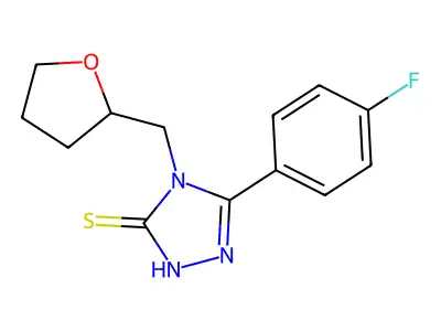 5-(4-fluorophenyl)-4-(oxolan-2-ylmethyl)-4H-1,2,4-triazole-3-thiol structure