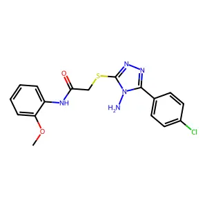 2-{[4-amino-5-(4-chlorophenyl)-4H-1,2,4-triazol-3-yl]sulfanyl}-N-(2-methoxyphenyl)acetamide structure