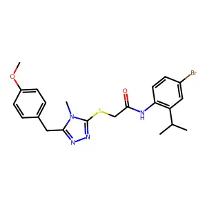 N-(4-bromo-2-propan-2-ylphenyl)-2-[[5-[(4-methoxyphenyl)methyl]-4-methyl-1,2,4-triazol-3-yl]sulfanyl]acetamide structure