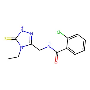 2-chloro-N-[(4-ethyl-5-sulfanyl-4H-1,2,4-triazol-3-yl)methyl]benzamide structure