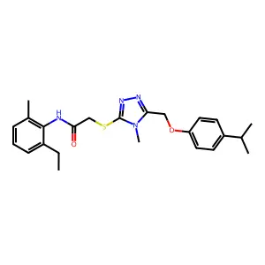 N-(2-ethyl-6-methylphenyl)-2-[(4-methyl-5-{[4-(propan-2-yl)phenoxy]methyl}-4H-1,2,4-triazol-3-yl)sulfanyl]acetamide structure