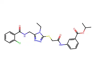 propan-2-yl 3-[({[5-({[(2-chlorophenyl)carbonyl]amino}methyl)-4-ethyl-4H-1,2,4-triazol-3-yl]sulfanyl}acetyl)amino]benzoate structure