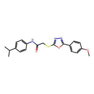 2-[[5-(4-methoxyphenyl)-1,3,4-oxadiazol-2-yl]sulfanyl]-N-(4-propan-2-ylphenyl)acetamide structure