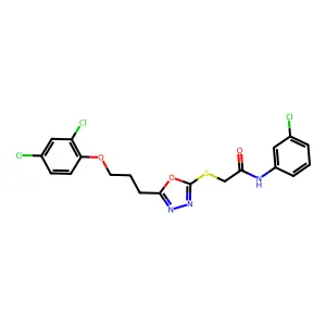 N-(3-chlorophenyl)-2-({5-[3-(2,4-dichlorophenoxy)propyl]-1,3,4-oxadiazol-2-yl}sulfanyl)acetamide structure