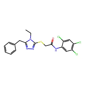 2-[(5-benzyl-4-ethyl-1,2,4-triazol-3-yl)sulfanyl]-N-(2,4,5-trichlorophenyl)acetamide structure