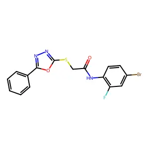N-(4-bromo-2-fluorophenyl)-2-[(5-phenyl-1,3,4-oxadiazol-2-yl)sulfanyl]acetamide structure