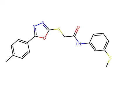 2-{[5-(4-methylphenyl)-1,3,4-oxadiazol-2-yl]sulfanyl}-N-[3-(methylsulfanyl)phenyl]acetamide structure