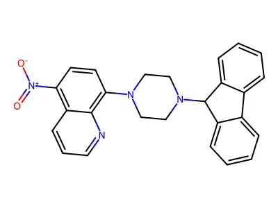 8-[4-(9H-fluoren-9-yl)piperazin-1-yl]-5-nitroquinoline structure