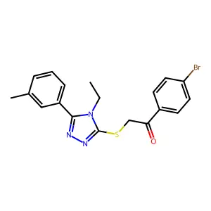 1-(4-bromophenyl)-2-[[4-ethyl-5-(3-methylphenyl)-1,2,4-triazol-3-yl]sulfanyl]ethanone structure
