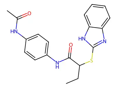 N-(4-acetamidophenyl)-2-(1H-benzimidazol-2-ylsulfanyl)butanamide structure