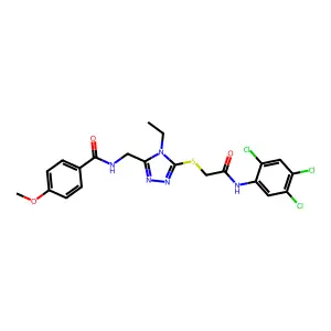 N-[[4-ethyl-5-[2-oxo-2-(2,4,5-trichloroanilino)ethyl]sulfanyl-1,2,4-triazol-3-yl]methyl]-4-methoxybenzamide structure