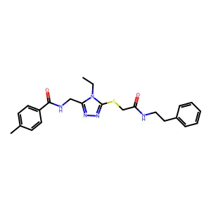 N-{[4-ethyl-5-({2-oxo-2-[(2-phenylethyl)amino]ethyl}sulfanyl)-4H-1,2,4-triazol-3-yl]methyl}-4-methylbenzamide structure