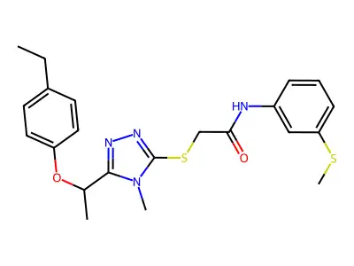 2-({5-[1-(4-ethylphenoxy)ethyl]-4-methyl-4H-1,2,4-triazol-3-yl}sulfanyl)-N-[3-(methylsulfanyl)phenyl]acetamide structure