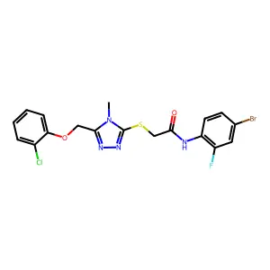 N-(4-bromo-2-fluorophenyl)-2-({5-[(2-chlorophenoxy)methyl]-4-methyl-4H-1,2,4-triazol-3-yl}sulfanyl)acetamide structure