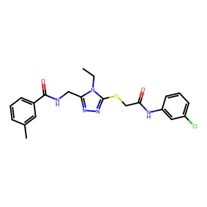 N-[[5-[2-(3-chloroanilino)-2-oxoethyl]sulfanyl-4-ethyl-1,2,4-triazol-3-yl]methyl]-3-methylbenzamide structure