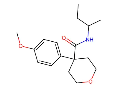 N-butan-2-yl-4-(4-methoxyphenyl)oxane-4-carboxamide structure