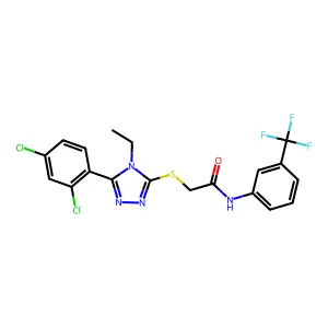 2-[[5-(2,4-dichlorophenyl)-4-ethyl-1,2,4-triazol-3-yl]sulfanyl]-N-[3-(trifluoromethyl)phenyl]acetamide structure
