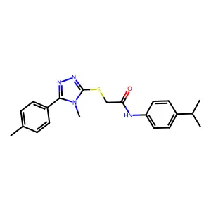 2-[[4-methyl-5-(4-methylphenyl)-1,2,4-triazol-3-yl]sulfanyl]-N-(4-propan-2-ylphenyl)acetamide structure