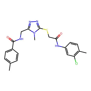 N-[[5-[2-(3-chloro-4-methylanilino)-2-oxoethyl]sulfanyl-4-methyl-1,2,4-triazol-3-yl]methyl]-4-methylbenzamide structure