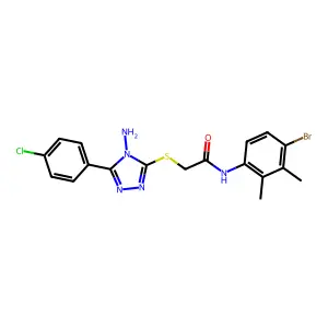 2-[[4-amino-5-(4-chlorophenyl)-1,2,4-triazol-3-yl]sulfanyl]-N-(4-bromo-2,3-dimethylphenyl)acetamide structure