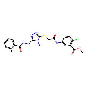 methyl 2-chloro-5-[({[4-methyl-5-({[(2-methylphenyl)carbonyl]amino}methyl)-4H-1,2,4-triazol-3-yl]sulfanyl}acetyl)amino]benzoate structure