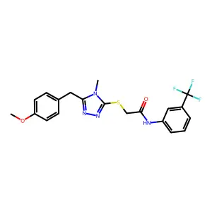 2-[[5-[(4-methoxyphenyl)methyl]-4-methyl-1,2,4-triazol-3-yl]sulfanyl]-N-[3-(trifluoromethyl)phenyl]acetamide structure