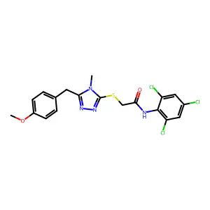 2-[[5-[(4-methoxyphenyl)methyl]-4-methyl-1,2,4-triazol-3-yl]sulfanyl]-N-(2,4,6-trichlorophenyl)acetamide structure