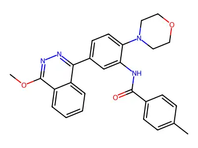 N-[5-(4-methoxy-1-phthalazinyl)-2-(4-morpholinyl)phenyl]-4-methylbenzamide structure
