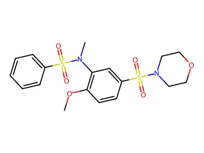 N-(2-methoxy-5-morpholin-4-ylsulfonylphenyl)-N-methylbenzenesulfonamide structure
