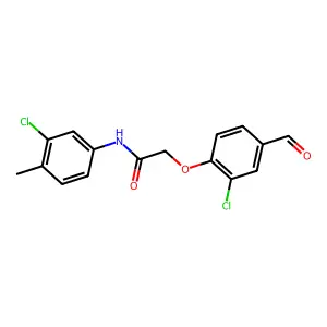 2-(2-chloro-4-formylphenoxy)-N-(3-chloro-4-methylphenyl)acetamide structure