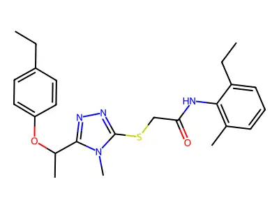 N-(2-ethyl-6-methylphenyl)-2-({5-[1-(4-ethylphenoxy)ethyl]-4-methyl-4H-1,2,4-triazol-3-yl}sulfanyl)acetamide structure
