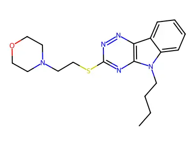 4-[2-[(5-Butyl-[1,2,4]triazino[5,6-b]indol-3-yl)sulfanyl]ethyl]morpholine structure