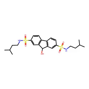 9-hydroxy-N2,N7-diisopentyl-9H-fluorene-2,7-disulfonamide structure