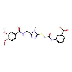 3-[({[5-({[(3,4-dimethoxyphenyl)carbonyl]amino}methyl)-4-methyl-4H-1,2,4-triazol-3-yl]sulfanyl}acetyl)amino]benzoic acid structure