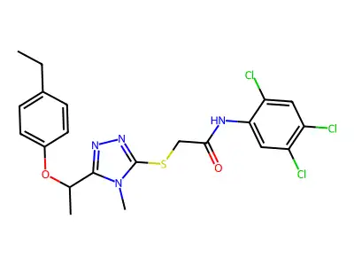 2-({5-[1-(4-ethylphenoxy)ethyl]-4-methyl-4H-1,2,4-triazol-3-yl}sulfanyl)-N-(2,4,5-trichlorophenyl)acetamide structure