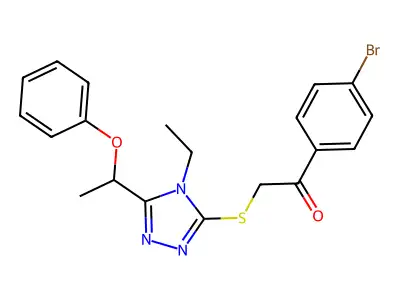 1-(4-bromophenyl)-2-{[4-ethyl-5-(1-phenoxyethyl)-4H-1,2,4-triazol-3-yl]sulfanyl}ethanone structure