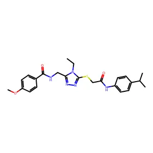 N-({4-ethyl-5-[(2-oxo-2-{[4-(propan-2-yl)phenyl]amino}ethyl)sulfanyl]-4H-1,2,4-triazol-3-yl}methyl)-4-methoxybenzamide structure