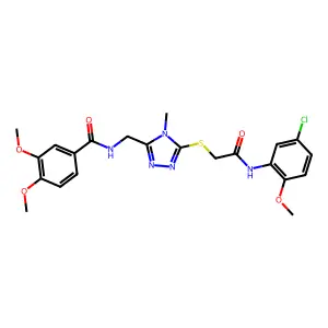 N-[[5-[2-(5-chloro-2-methoxyanilino)-2-oxoethyl]sulfanyl-4-methyl-1,2,4-triazol-3-yl]methyl]-3,4-dimethoxybenzamide structure
