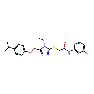 N-(3-chlorophenyl)-2-[(4-ethyl-5-{[4-(propan-2-yl)phenoxy]methyl}-4H-1,2,4-triazol-3-yl)sulfanyl]acetamide structure