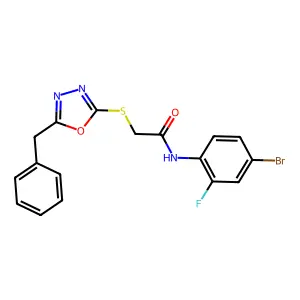 2-[(5-benzyl-1,3,4-oxadiazol-2-yl)sulfanyl]-N-(4-bromo-2-fluorophenyl)acetamide structure