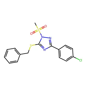 5-(benzylthio)-3-(4-chlorophenyl)-1-(methylsulfonyl)-1H-1,2,4-triazole structure