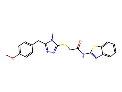 N-(1,3-benzothiazol-2-yl)-2-[[5-[(4-methoxyphenyl)methyl]-4-methyl-1,2,4-triazol-3-yl]sulfanyl]acetamide structure