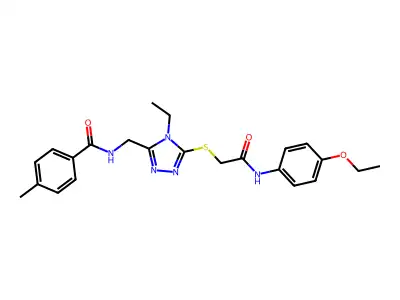 N-[[5-[2-(4-ethoxyanilino)-2-oxoethyl]sulfanyl-4-ethyl-1,2,4-triazol-3-yl]methyl]-4-methylbenzamide structure